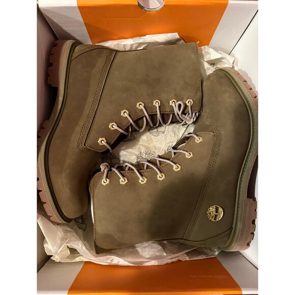 NEW Timberland Teddy Fleece Fold-Down Boots Olive Women’s 8.5 TB0A64GY327 WP - Picture 8 of 9